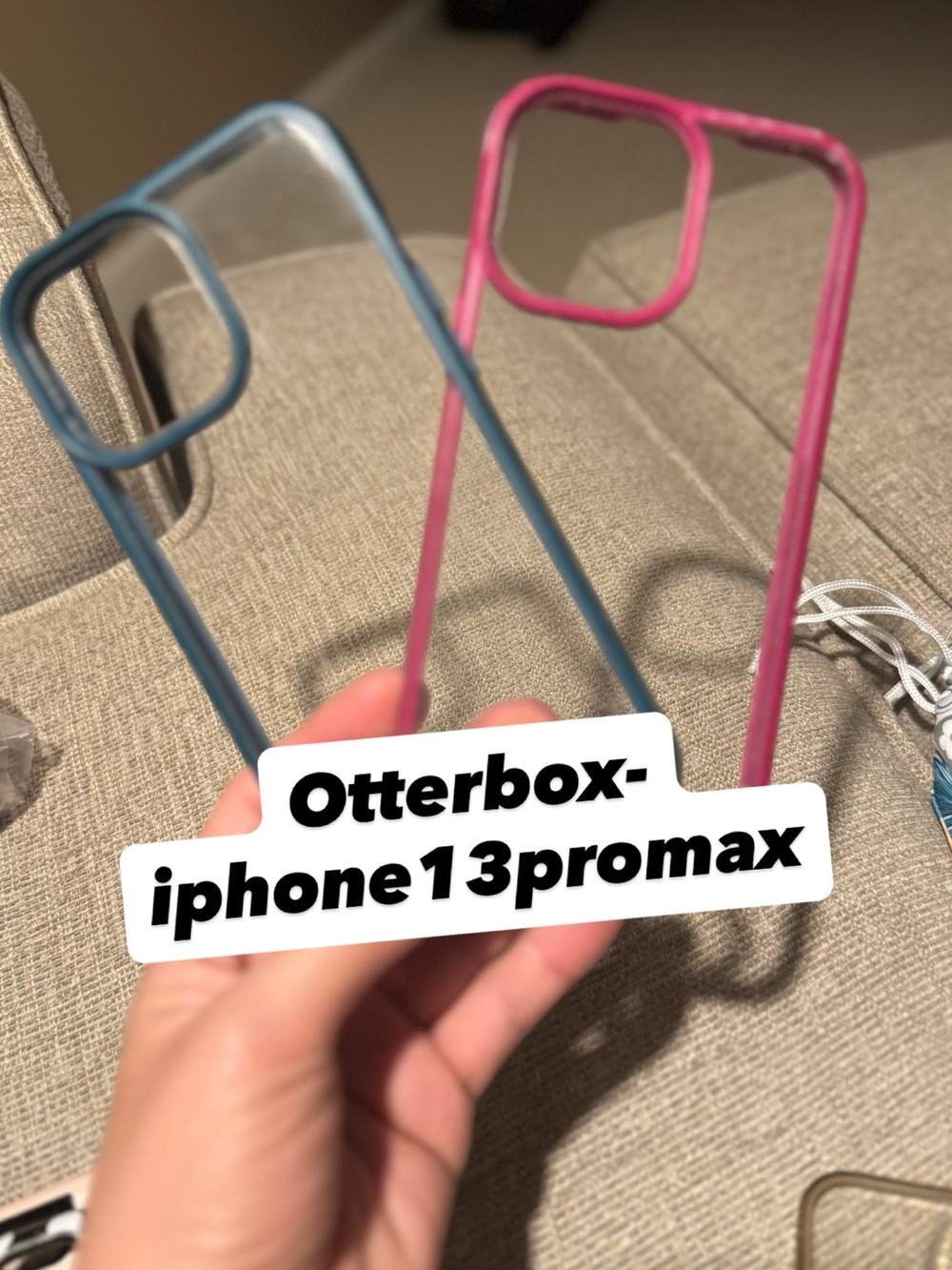 OtterBox Clear iPhone 13 Pro Max Case with Blue and Pink Bumpers